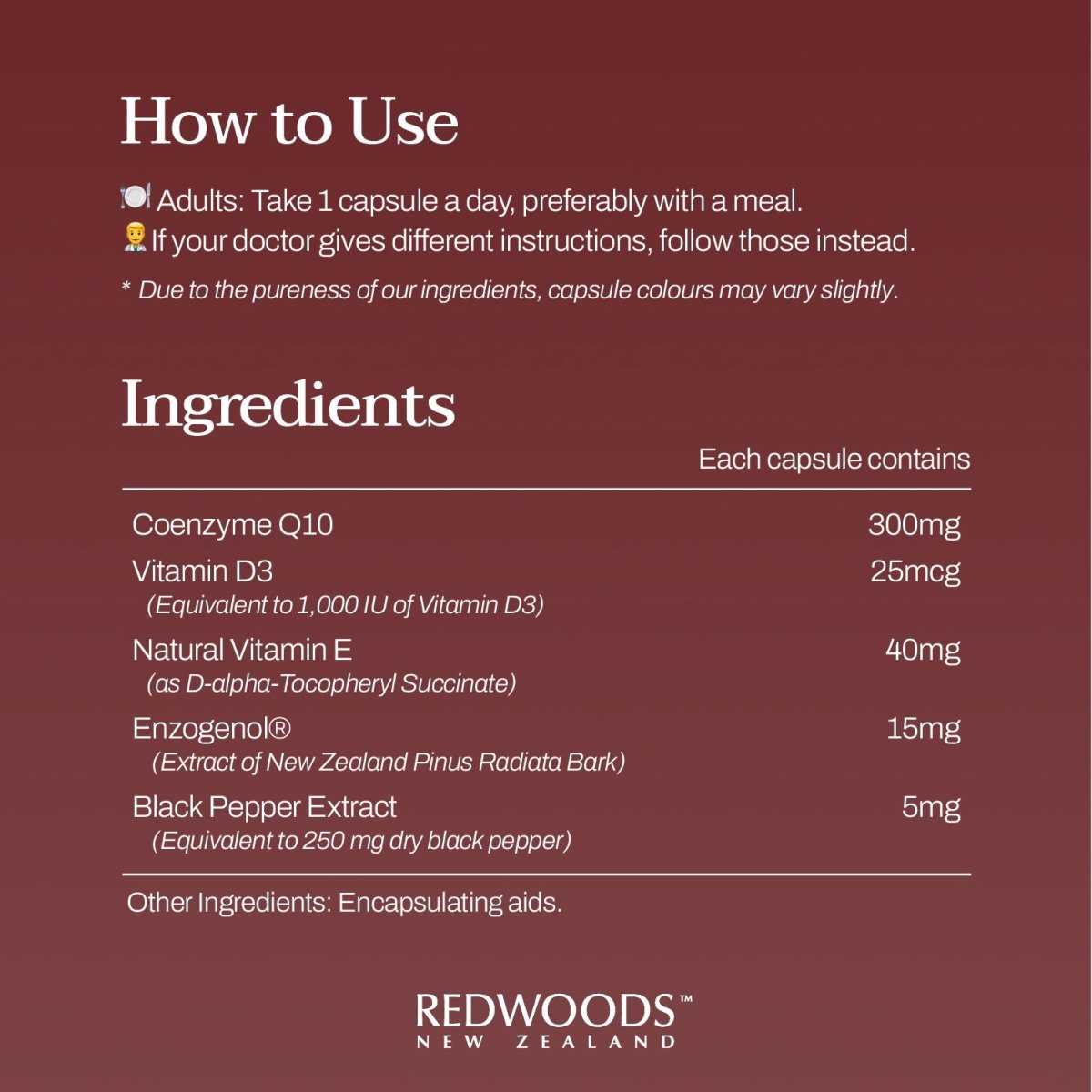 COQ10 300mg 60 capsules - REDWOODSNZ