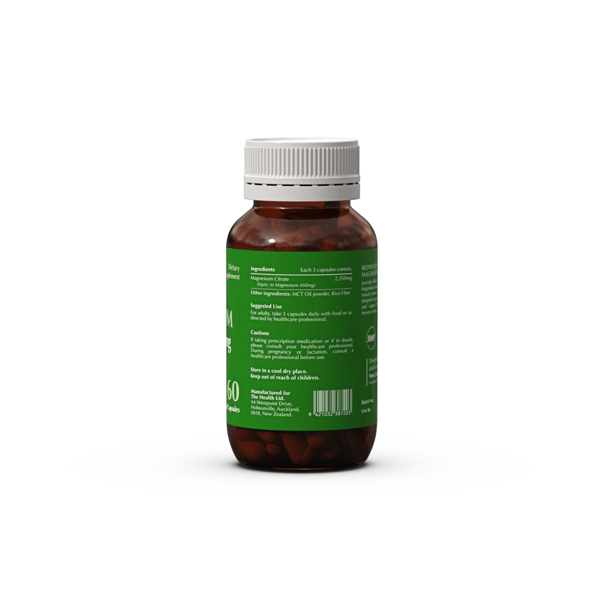 MAGNESIUM CITRATE 450mg_60caps - REDWOODSNZ