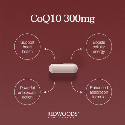 COQ10 300mg 60 capsules - REDWOODSNZ