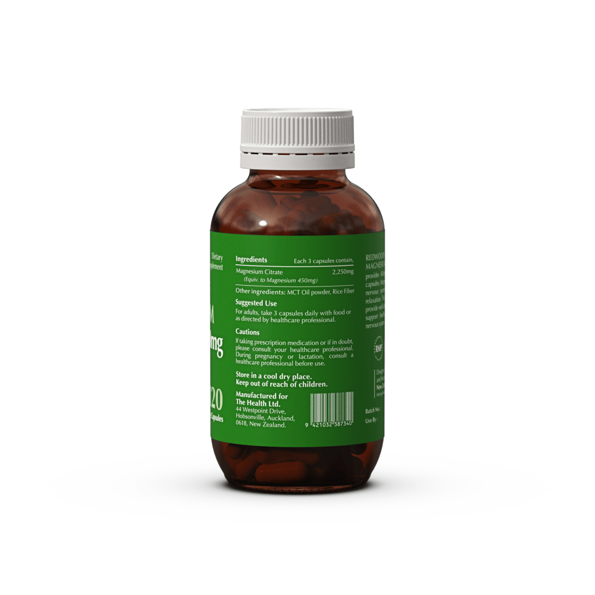 MAGNESIUM CITRATE 450mg_60caps - REDWOODSNZ